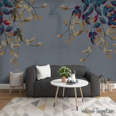 Handgemalte 3D Blätter Fototapete Modern Minimalistisch Vlies Wandbild 7236