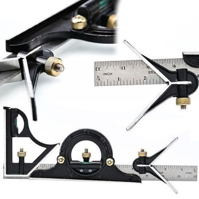 Rosfix Kombinationswinkelmesser 0–180° – 300 mm Lineal | Metall, Lupe