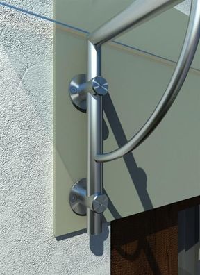 Vordach 120x90cm Glasvordach 13,14 mm Sicherheitsglas Grauglas Edelstahl LB-Form