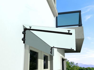 Vordach 120x90cm Glasvordach 13,14 mm Sicherheitsglas Satiniert Black L-Form