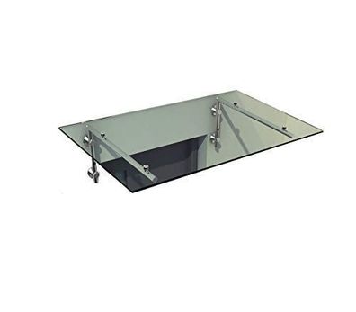 Vordach 190x90cm Glasvordach 13,14 mm Sicherheitsglas Klarglas Edelstahl L-Form