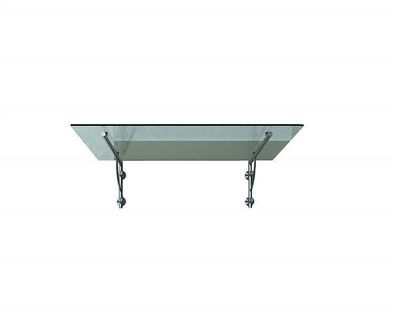 Vordach 150x90cm Glasvordach 13,14 mm Sicherheitsglas Klarglas Edelstahl LB-Form