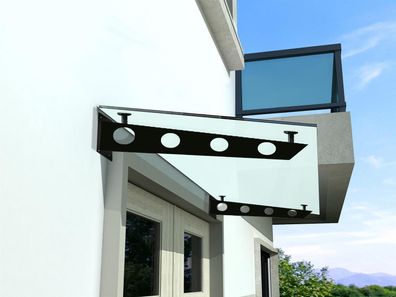 Vordach 120x90cm Glasvordach 13,14 mm Sicherheitsglas Satiniert Black S-Form