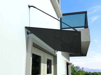 Vordach 120x90cm Glasvordach 13,14 mm Sicherheitsglas Grauglas RAL 7016 STR-Form