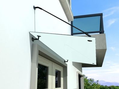 Vordach 120x90cm Glasvordach 13,14 mm Sicherheitsglas Satiniert Black STR-Form