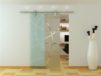 Glasschiebetér 775x2050mm 8 mm ESG Sicherheitsglas Zimmertér inkl. Beschlag Design 33