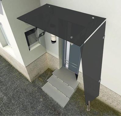 Seitenteil 200x80x60cm 9,54 mm VSG Sicherheitsglas Glasvordach Grauglas Trapezform