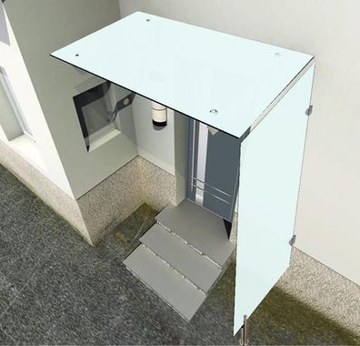 Seitenteil 200x80x80cm 9,54 mm VSG Sicherheitsglas Glasvordach Satiniert Eckig