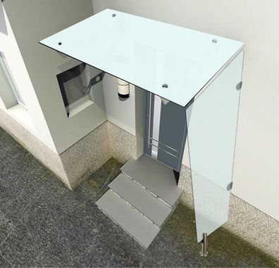 Seitenteil 200x80x60cm 9,54 mm VSG Sicherheitsglas Glasvordach Satiniert Trapezform