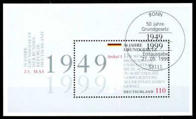 BRD BUND BLOCK Kleinbogen 1999 Block 48-ESST-BO SB6A9BE