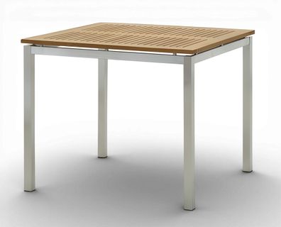 ALEOS. Edelstahl AGrade Teak Gartentisch Holztisch Esstisch Tisch 90x90 cm KUBA
