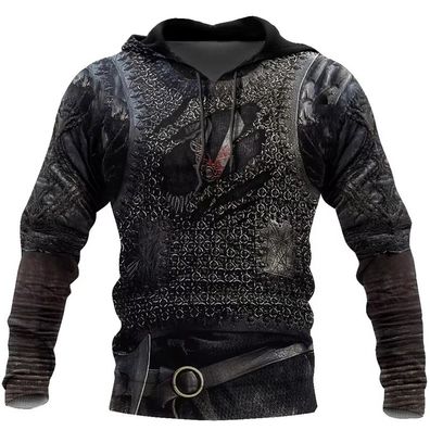 3D geter mittelalterlicher Rustungs Vintage Cosplay Rustungs Hoodies Pullover Jacket