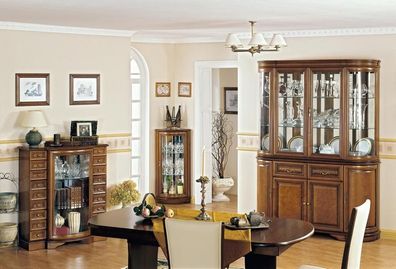 Klassisches Set Vitrine Esszimmer Eckvitrine Großes Buffet Komplett 3tlg