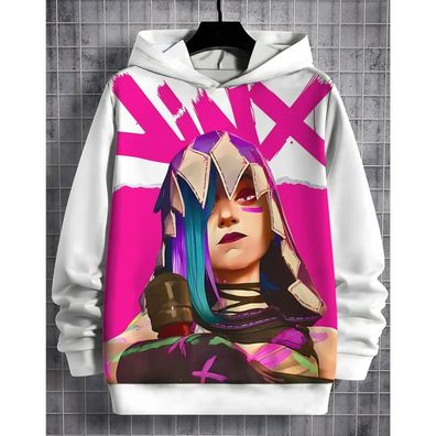Arcane Jinx Anime 3D Druck Ganzjahres Kinder cooler Hoodies Pullover Jacket