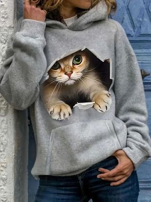 Lustige Kapuzen Katzenmotiv 3D Print Tiermotive in ubergrobe Hoodies Pullover Jacket