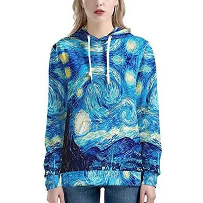 Van Gogh Die Sternennacht 3D Druck er Kapuzen Hoodies Pullover Jacket