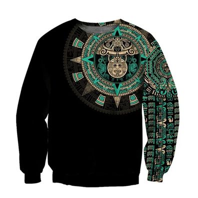 im Sorti 3D betes mexikanischem Aztekenkrieger langen Rundhals Hoodie Pullover Jacke