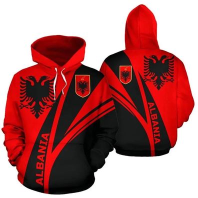 3D bete Albanien Flagge Landkarte Nationalemblem langen armeln Hoodie Pullover Jacke