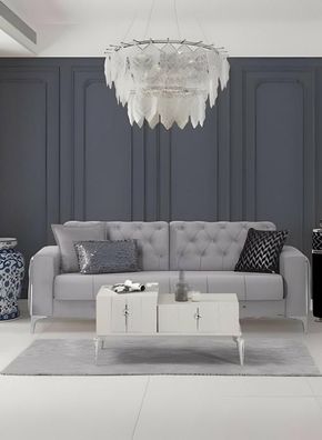 Dreisitzer Sofa 3 Sitzer Polstersofa Grau Couch Sofa Stoffsofa Modern