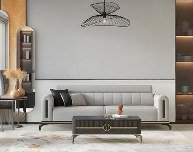 Zweisitzer Stoffsofa Sofa 2 Sitzer Grau Sofa Couch Design Polstersofa