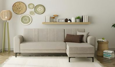 Stoffsofa Sofa Polstersofa Ecksofa L Form Couch Beige Bettfunktion