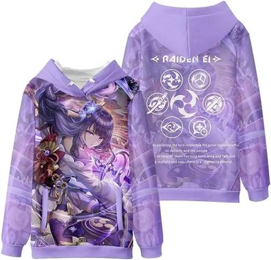 Genshin Impact Raiden Shogun 3D Erwachsene Cosplay Kostum Hoodies Pullover Jacket