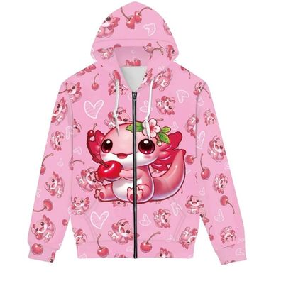Heiber Verkauf Niedliche Axolotl Kapuzen 3D Druck Grafikprint Hoodies Pullover Jacket