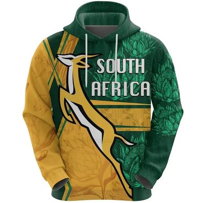 3D gete sudafrikanischer Flagge Nationalemblem Muster Kapuze Hoodies Pullover Jacke