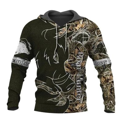 Wildschwein Hirschjager 3D gedrucktes Muster Harajuku Hoodies Pullover Jacket
