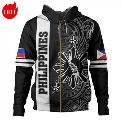 Vin bet polynesischem Wappen Philippinen 3D Stammes Grafik Hoodie Pullover Jacke