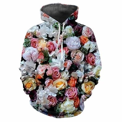 3D bete Totenkopfmotiv Form einer blutigen Rose muster Passform Hoodie Pullover Jacke