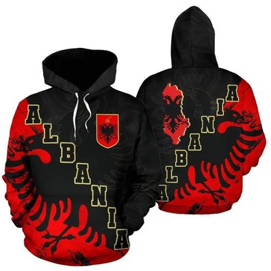 3D bete Albanien Flagge Landkarte Nationalemblem langen armeln Hoodie Pullover Jacke