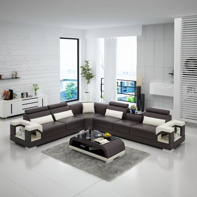 Ledersofa Sofa Couch Polster Wohnlandschaft Designer Ledersofa L Form Garnitur