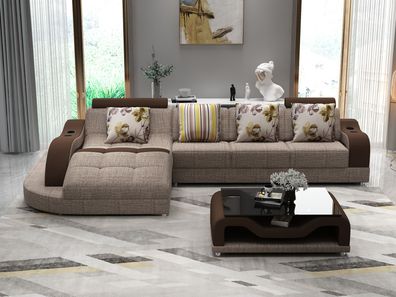 Ecksofa L Form Sofa Couch Polster Ecksofa Wohnlandschaft Textil Sofas Stoff neu