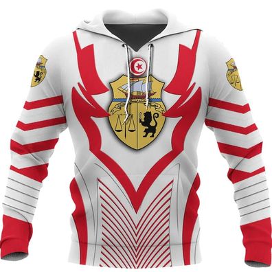 Afrikanischer Tunesien Flaggen 3D Grafik Lauf e Passform Hoodies Pullover Jacket