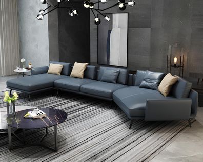 Italienische Möbel Wohnzimmer Ecksofa Couch Polster Luxus Sofa Eckgarnitur Leder