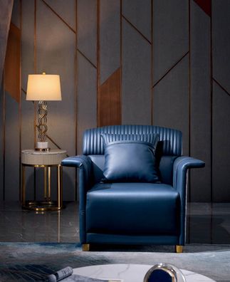 Armchair Leather-fibre Stainless Steel Real Wood Luxury Furniture Home Office