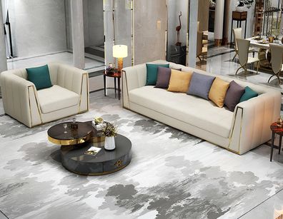 Sofa Set 3 + 1 Seater Modern Stainless Steel Exclusive Design Furniture Armchair