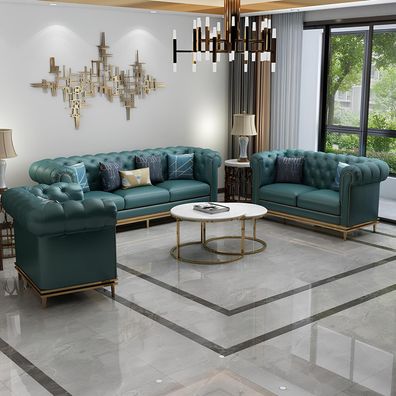 Chesterfield Sofa Set 3 + 2+1 Seater + Coffee Table + 2x Side Table High Quality