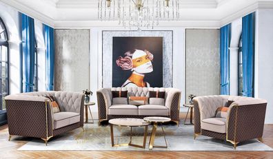 Sofa Set 3 + 2 Seater Leather-fibre Real Wood Modern Sofas Living Room Furniture