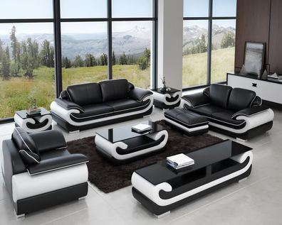Sofa Set 3 + 2+1 Seater Modern Leather Furniture Exclusive Real Wood Hallway Sofas