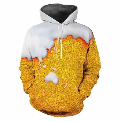 Lustiger 3D Druck Bier Sweatshirt perfekt Bierliebhaber Hoodies Pullover Jacket