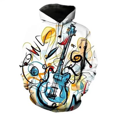 3D Druck Gitarrenmuster Kapuzen Alltag Hoodies Pullover Jacket