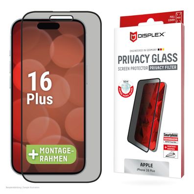 Displex Sichtschutz / Privacy Panzerglas vollflächig iPhone 16 Plus