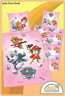Bettwäsche Paw Patrol Kinderbettwäsche Hunde Rosa Ryder Rocky Gr. 135x200cm NEU