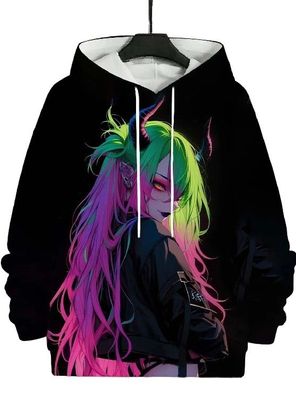 Cartoon Bad Girl er langen armeln 3D Print Design Kapuze Hoodies Pullover Jacket