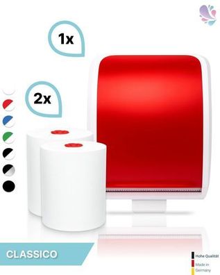 SET: Handtuchrollenspender Autocut, Blanc Cosmos verschied. Farben + 2 Handtuchrollen