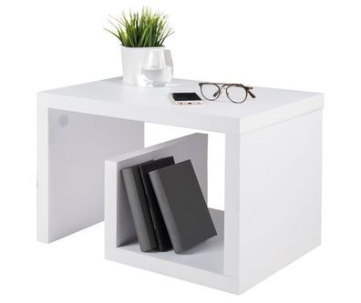 Los Angeles - Beistelltisch, Couchtisch, Beisteller mit kleiner Ablage, weiss