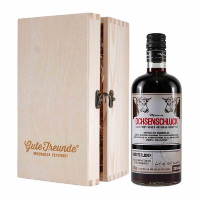 Meisner Ochsenschluck Kräuterlikör mit Geschenk-Holzkiste
