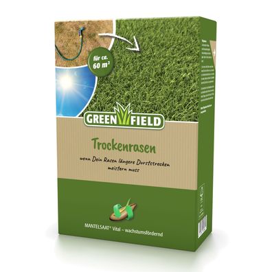 Greenfield Trockenrasen, Mantelsaat Vital - 2 kg Rasensamen für trockene Böden